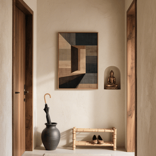 Neutral Abstract Geometric Wall Art in Beige, Brown for home office