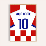 Camiseta de fútbol personalizada - roja y blanca a cuadros — wooden-frame main image