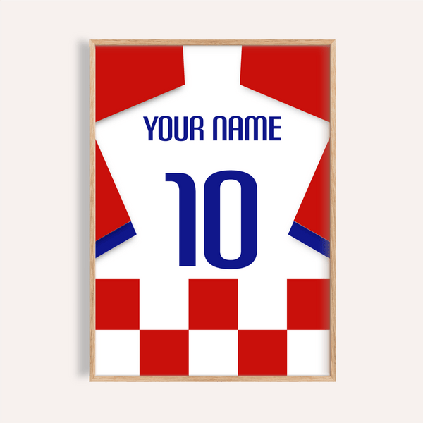 Front-view Croatia Football Shirt Poster with custom name and number 10