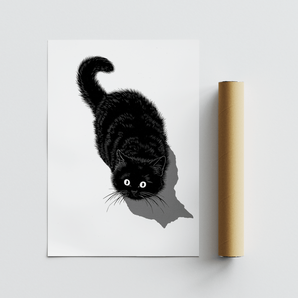 Black Cat Print with striking contrast for modern living room