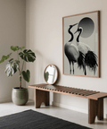 Elegant Black and White Crane Print in Black and White for study room poster