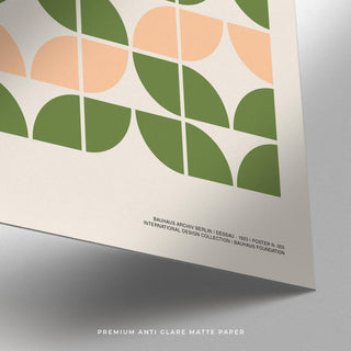 Rounded geometry and soft color blocks in mid century modern wall art.