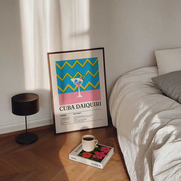 Retro-inspired Cuba Daiquiri print used as alcohol artwork for kitchen or bar.