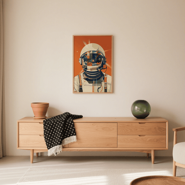 Stylish Astronaut Poster for orange and blue themed gaming room