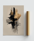 Gold and Black Poster abstract wall art print in gold and black tones for office decor