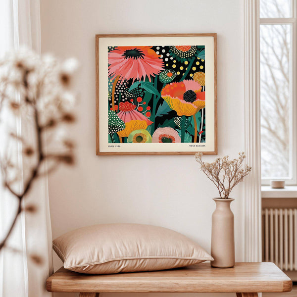 Playful floral wall hanging print ideal for modern bedrooms