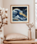 Golden wave artwork for office or living space.