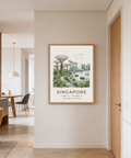 Typography section of Singapore poster print with large SINGAPORE title and latitude longitude coordinates