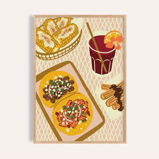Mexican Food Art Print with Yellow and Orange for kitchen wall art