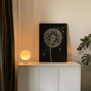 Botanical Dandelion Poster black and white, great for guest room