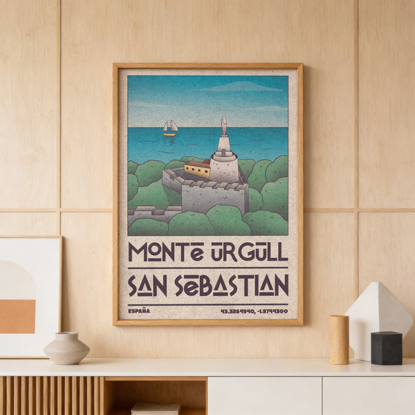 San Sebastian Art Print coastal motif complementing Japanese volcano graphic