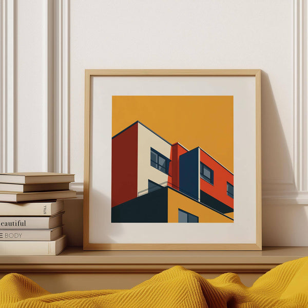 Modern Bauhaus architecture print for contemporary interiors