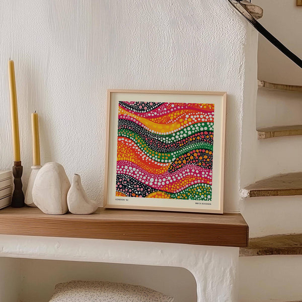 Bold wave abstract art colorful with vibrant and rhythmic design