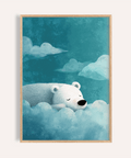 Polar Bear Wall Art with blue and white colors for a nursery print
