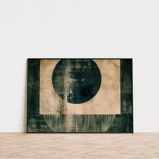 Abstract Geometric Poster showcasing Green and Beige for dining room display