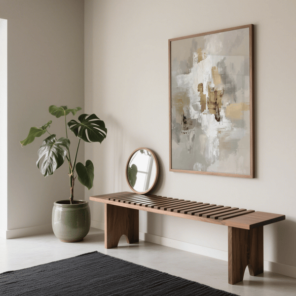 Neutral Tones Art print showcasing Gold and Gray for entryway wall art