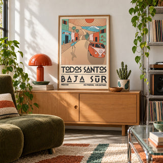 Baja Sur Art Print shown in a creative reading corner (frame not included)
