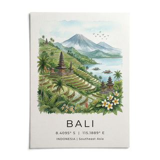 Bali Landscape Art Print, shown as an unframed paper print on a plain white background