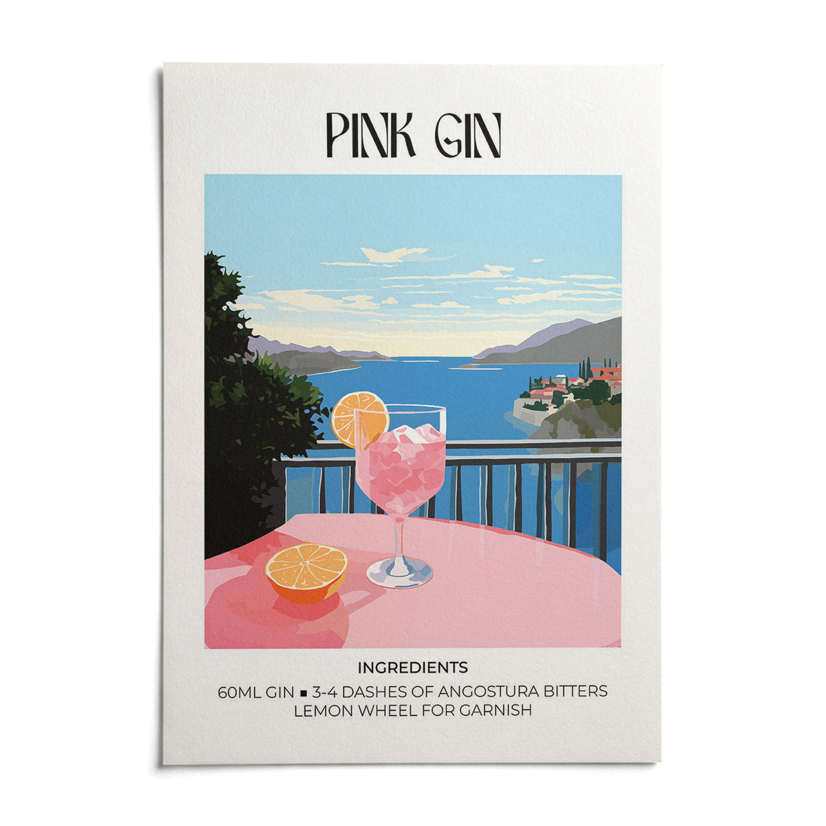 Bar Cart Art, shown as an unframed paper print on a plain white background