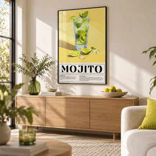 Bar Decor for Home, framed on the wall of a fresh modern living room