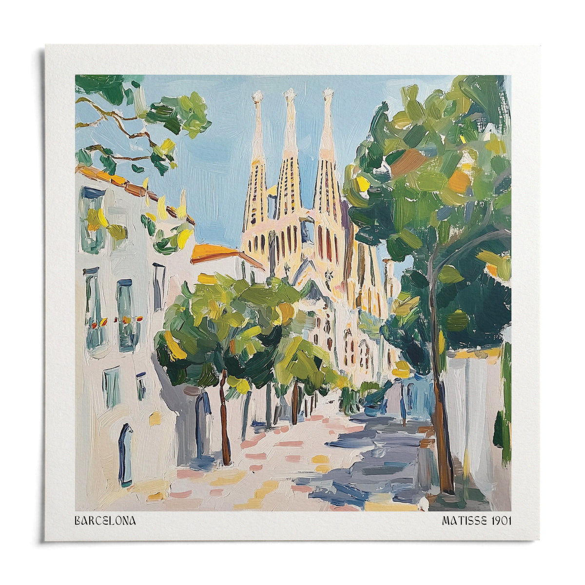 Barcelona Boulevard Poster, shown as an unframed paper print on a plain white background