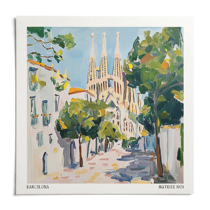 Barcelona Boulevard Poster, shown as an unframed paper print on a plain white background