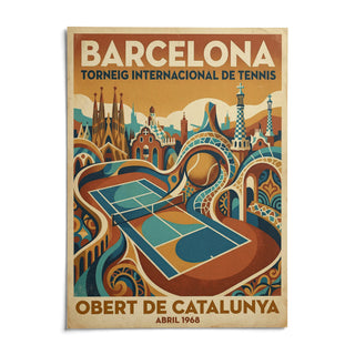 Barcelona Tennis Poster, shown as an unframed paper print on a plain white background