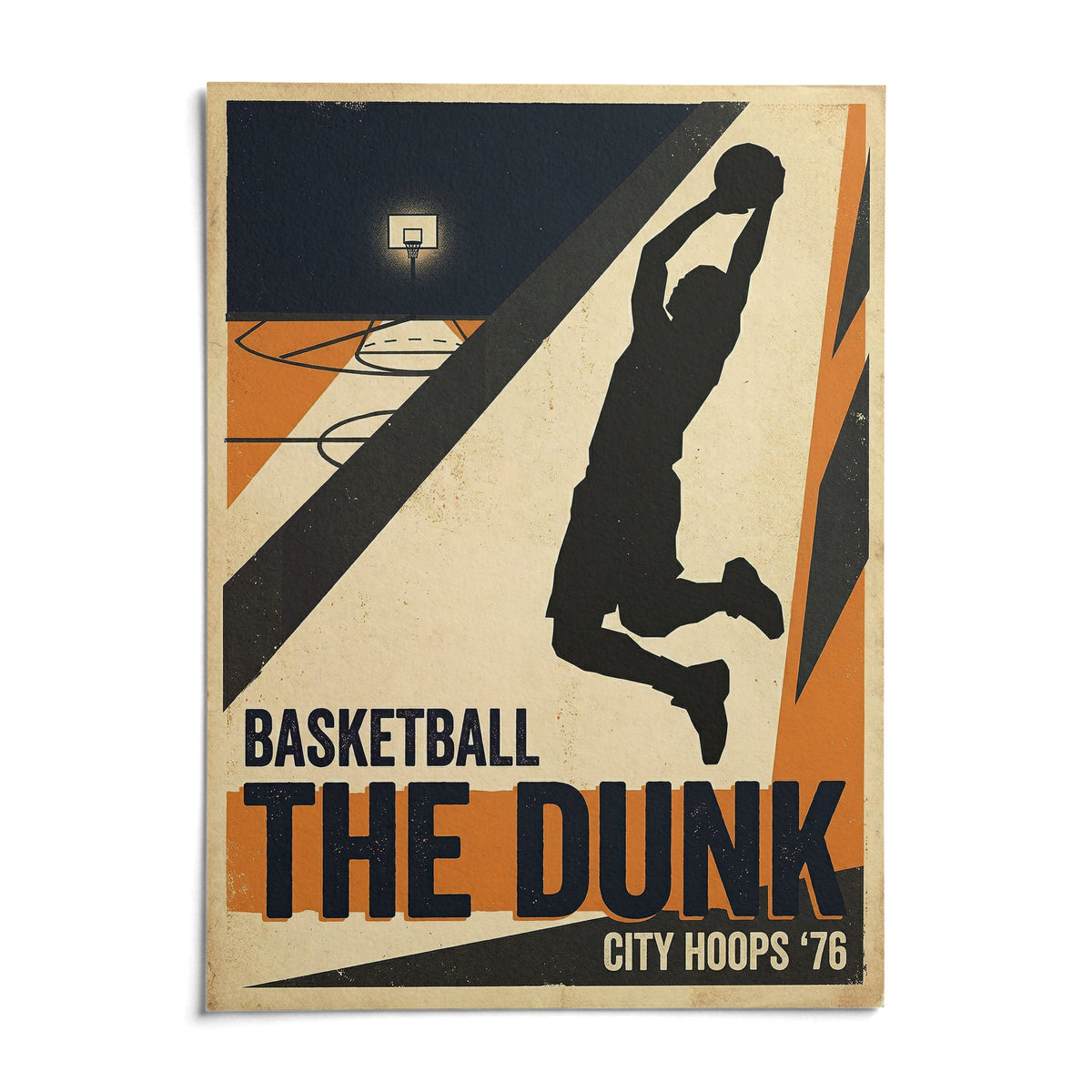 Basketball Dunk Art Print, shown as an unframed paper print on a plain white background