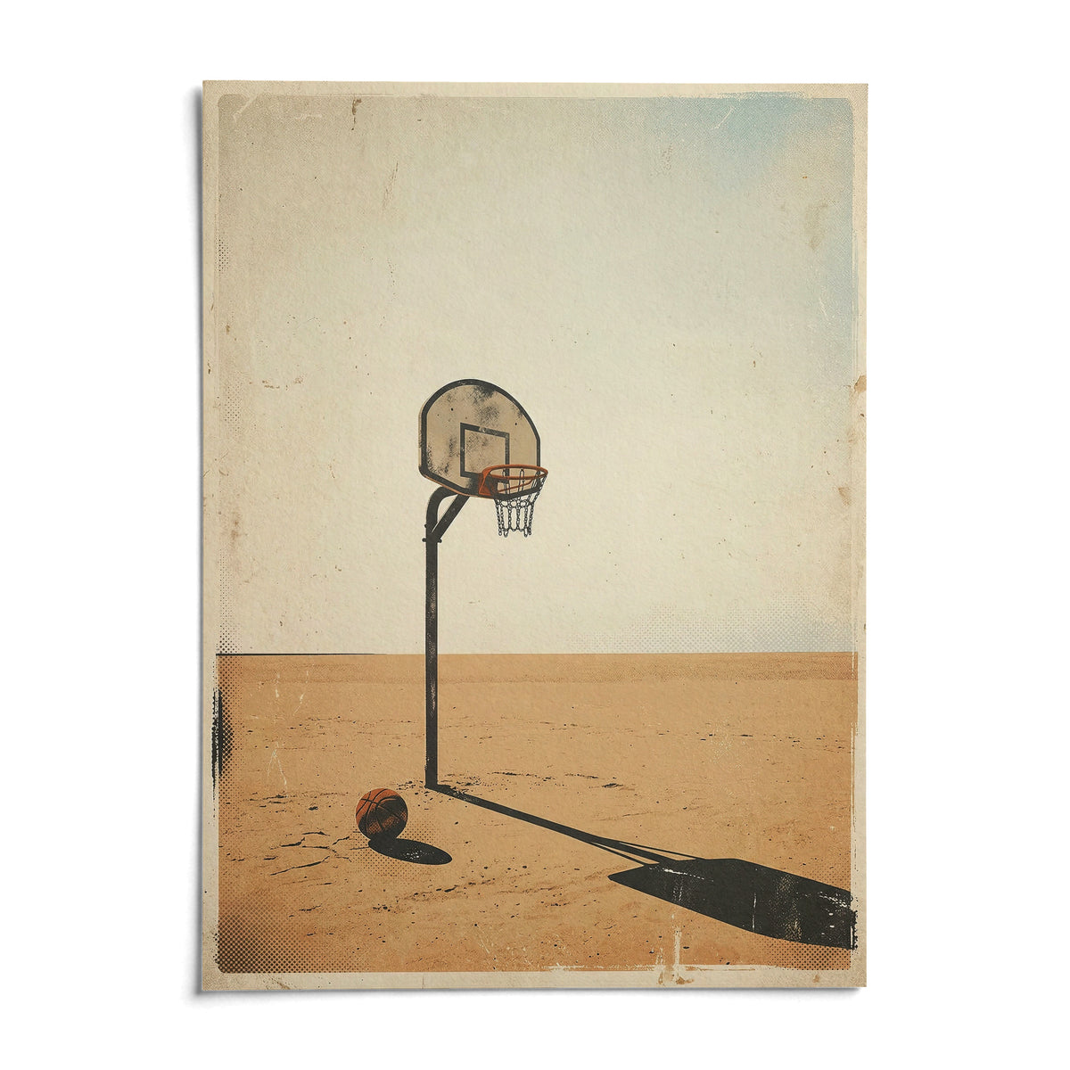 Basketball Hoop Art, shown as an unframed paper print on a plain white background