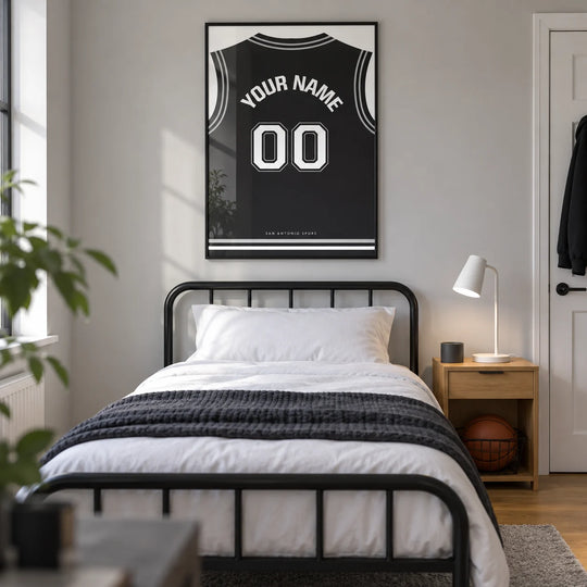 Canotta da basket personalizzata - nera con numero bianco