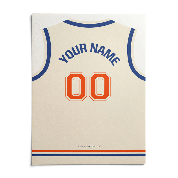 Basketball Jersey Poster in Cream with Orange Number, shown as an unframed paper print on a plain white background