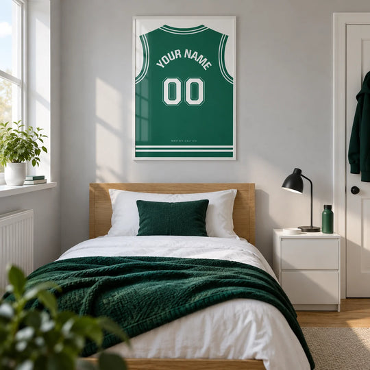 Canotta da basket personalizzata – verde con numero bianco