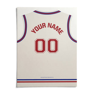 Basketball Jersey Poster in White with Red Number, shown as an unframed paper print on a plain white background