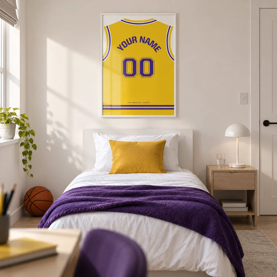 Canotta da basket personalizzata - gialla con numero viola