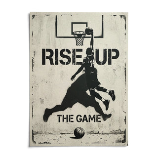 Basketball Rise Up Art Print, shown as an unframed paper print on a plain white background