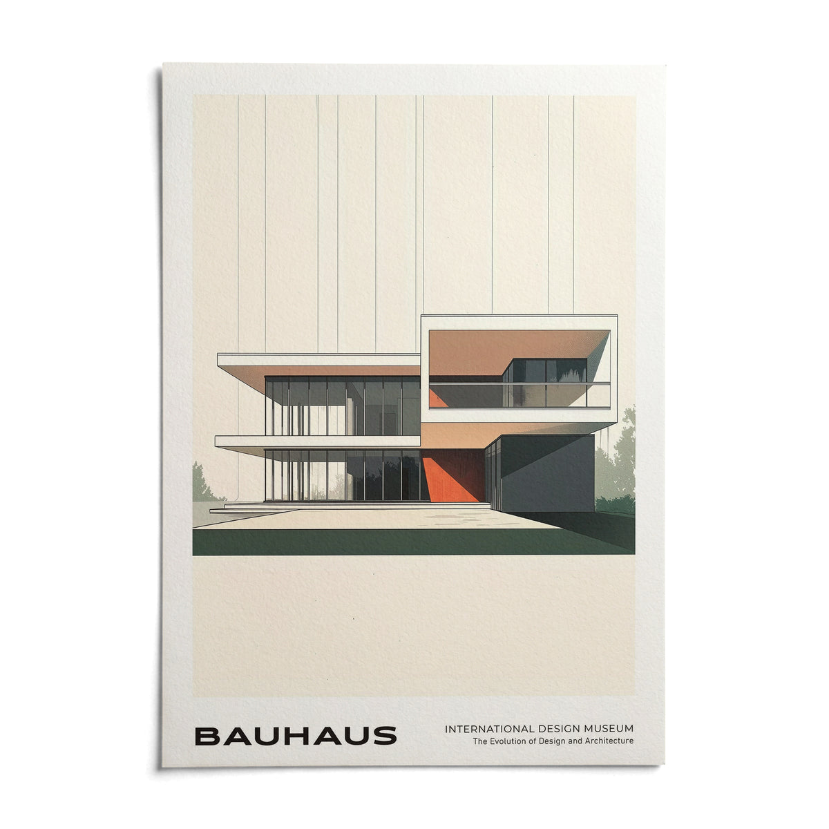 Bauhaus Architecture Poster, shown as an unframed paper print on a plain white background