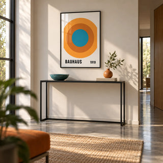 Bauhaus Circle Poster, framed on the wall of a modern hallway