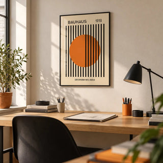 Bauhaus Decor, framed on the wall of a design studio in a home office