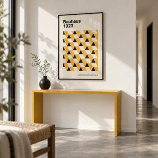 Bauhaus Poster 1923, framed on the wall of a modern hallway