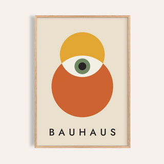 Bauhaus Poster Art: Amber Gaze framed print on a warm off-white wall