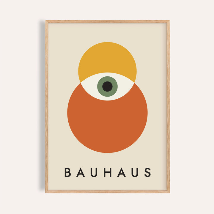 Bauhaus Poster Art: Mid-Century Vision II framed print on a warm off-white wall