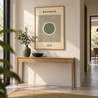 Bauhaus Poster, framed on the wall of a modern hallway