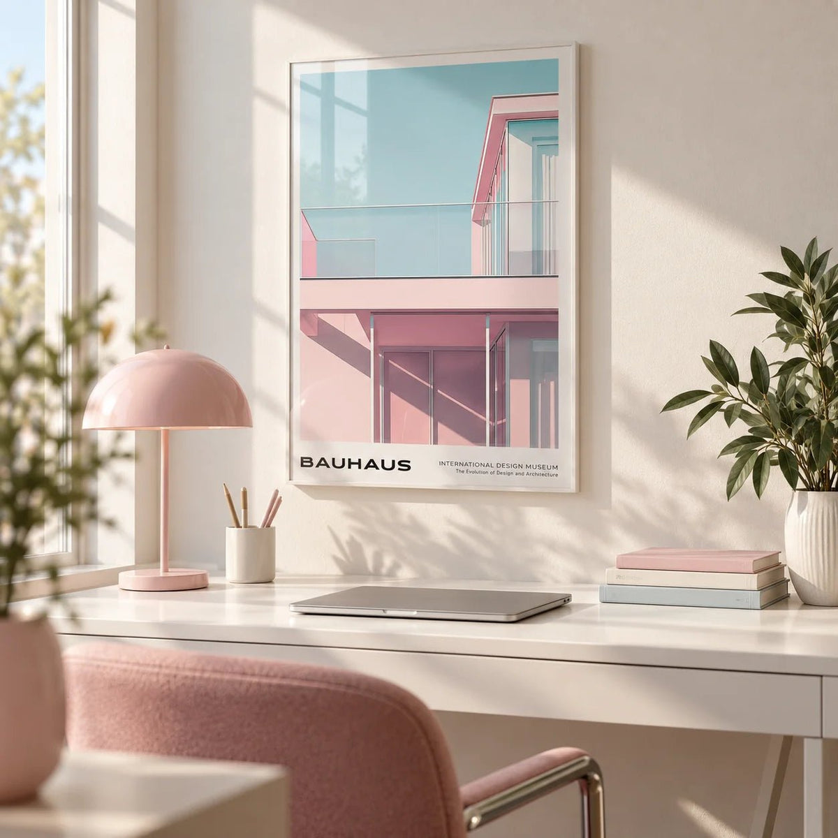 Bauhaus Style, framed on the wall of a light home office