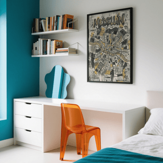Bottom area wall art poster with grid pattern blocks and marker-style outlines