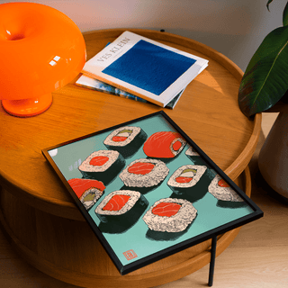 Kitchen wall driven by Sushi Art Print with Red, Green, Blue