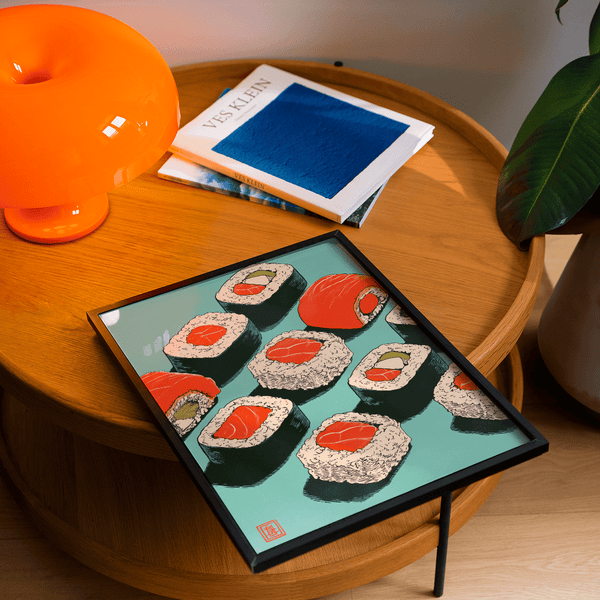 Kitchen wall driven by Sushi Art Print with Red, Green, Blue