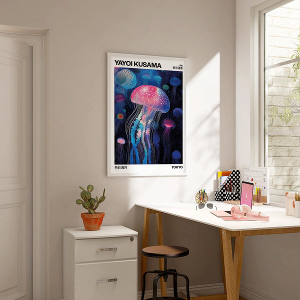 Abstract ocean-themed Jelly Fish Wall Art perfect for modern living rooms