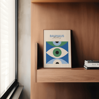 Eye Art Print with distinctive blue, green, and white for office wall art