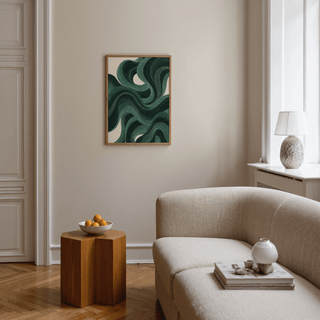 Green Modern Swirl Poster for bedroom wall decor in abstract style