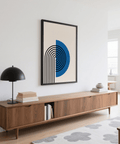 Contemporary Abstract Arch Print in Black and Blue for hallway art print